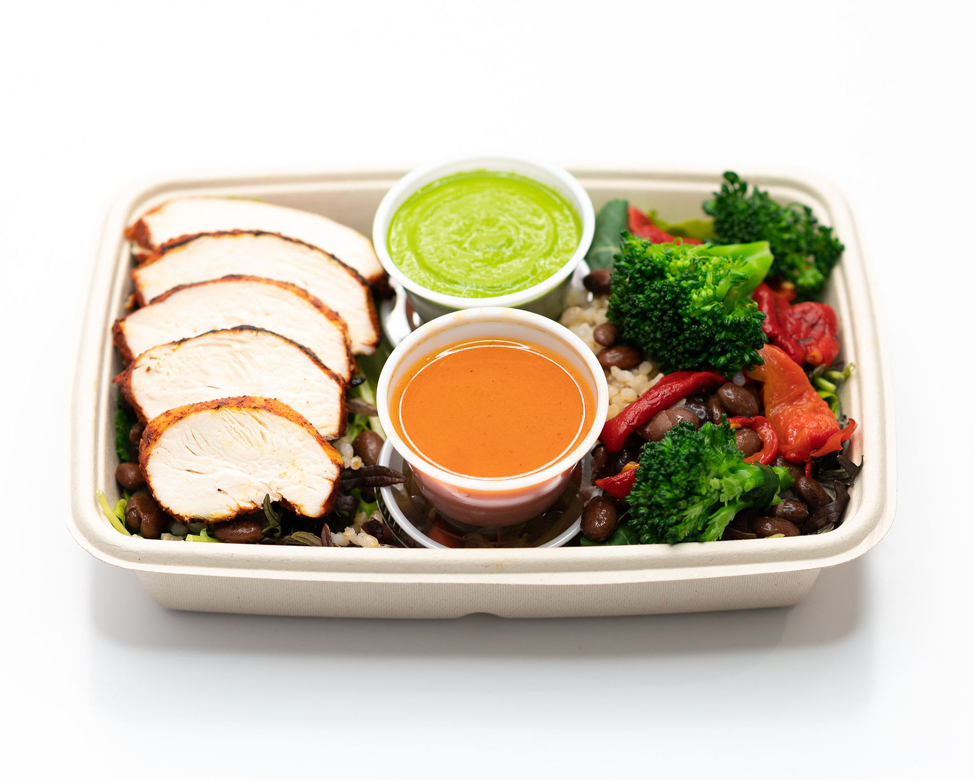 Chicken, rice, and vegetables